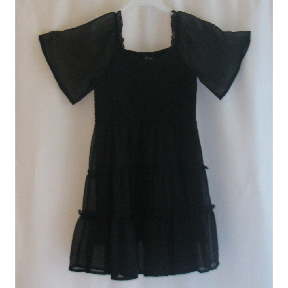 Art Class Girls Black Off Shoulder Ruffle Dress Size Small 6/7